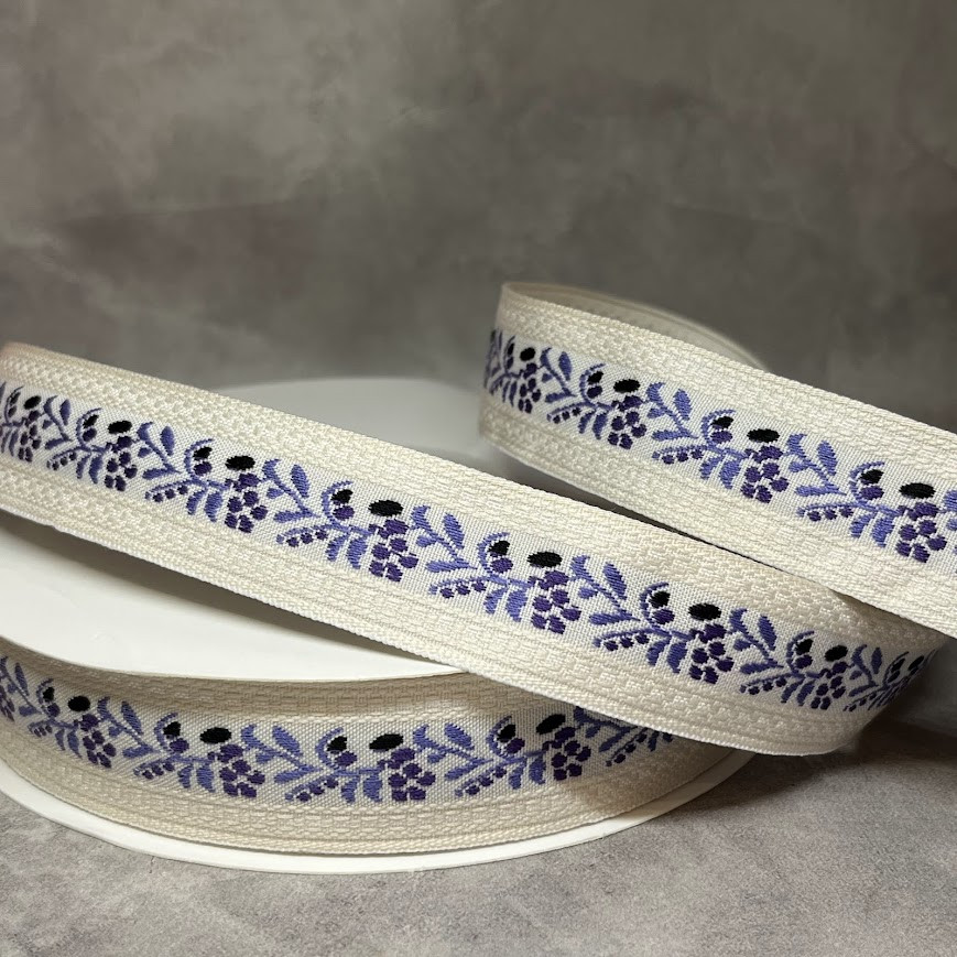 Стрічка жакардова з вишивкою, одностороння, текстильна 2,5 см, арт 018856, відрізок 1 ярд (91 см), Різнокольоровий, фото 1