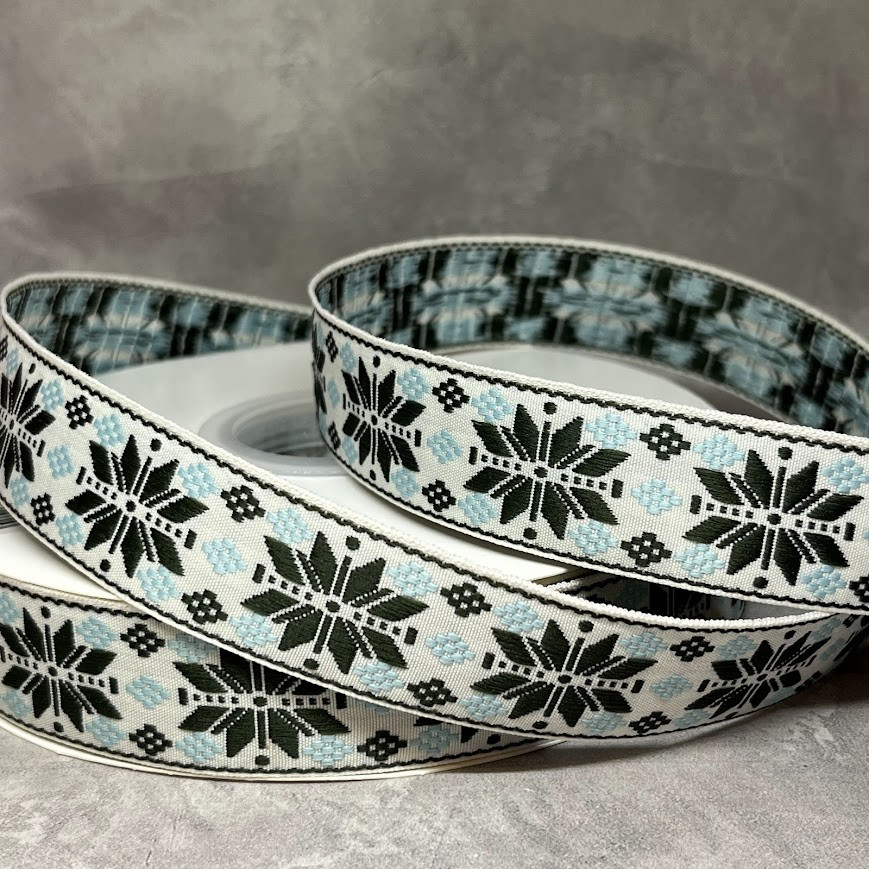 Стрічка жакардова з вишивкою, одностороння, текстильна 2,5 см, арт 018859, відрізок 1 ярд (91 см), Різнокольоровий, фото 1