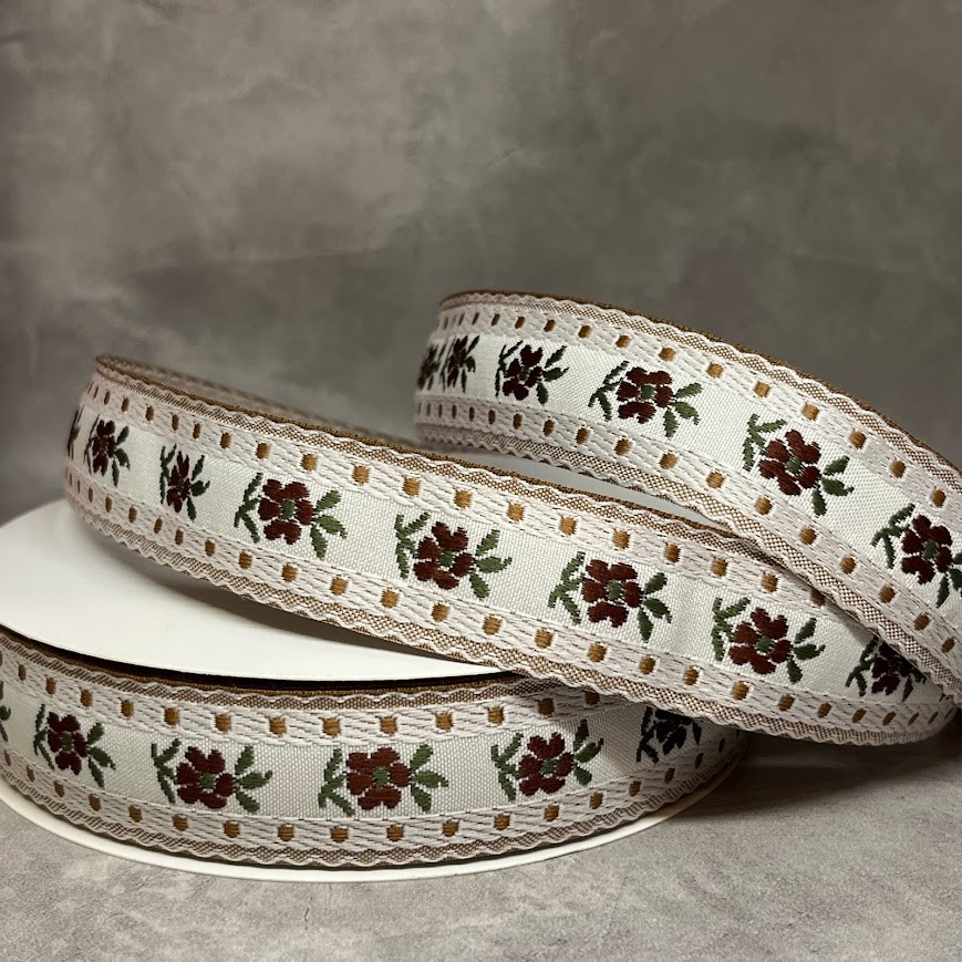 Стрічка жакардова з вишивкою, одностороння, текстильна 2,5 см, арт 018863, відрізок 1 ярд (91 см), Різнокольоровий, фото 1