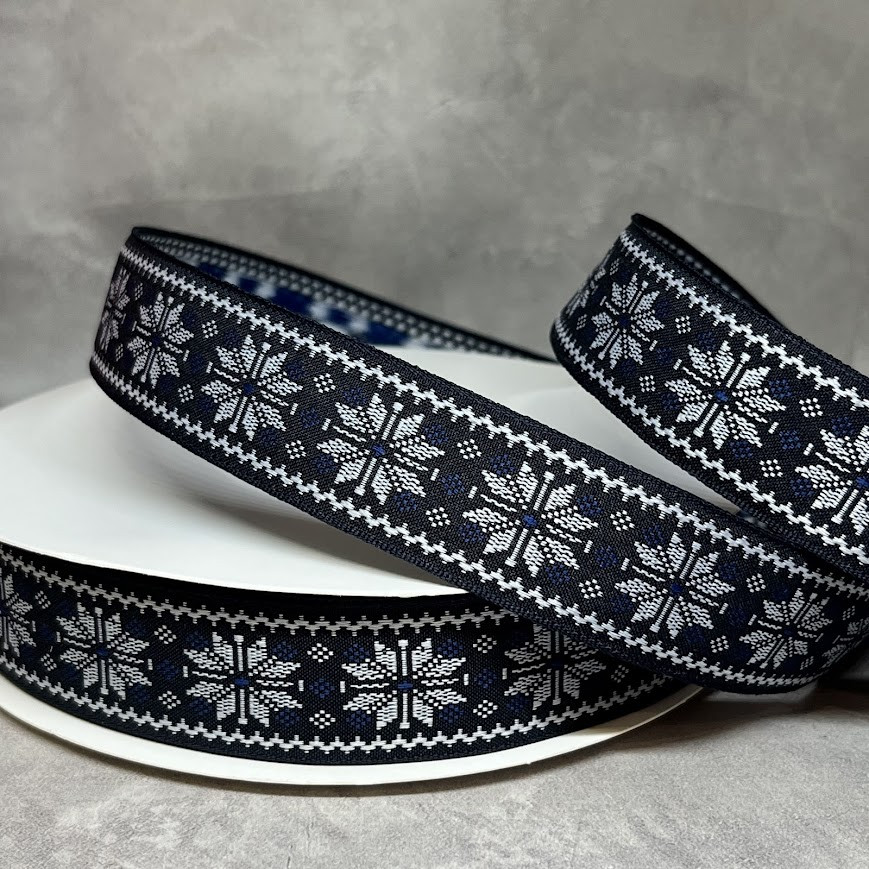 Стрічка жакардова з вишивкою, одностороння, текстильна 2,5 см, арт 018864, відрізок 1 ярд (91 см), Різнокольоровий, фото 1