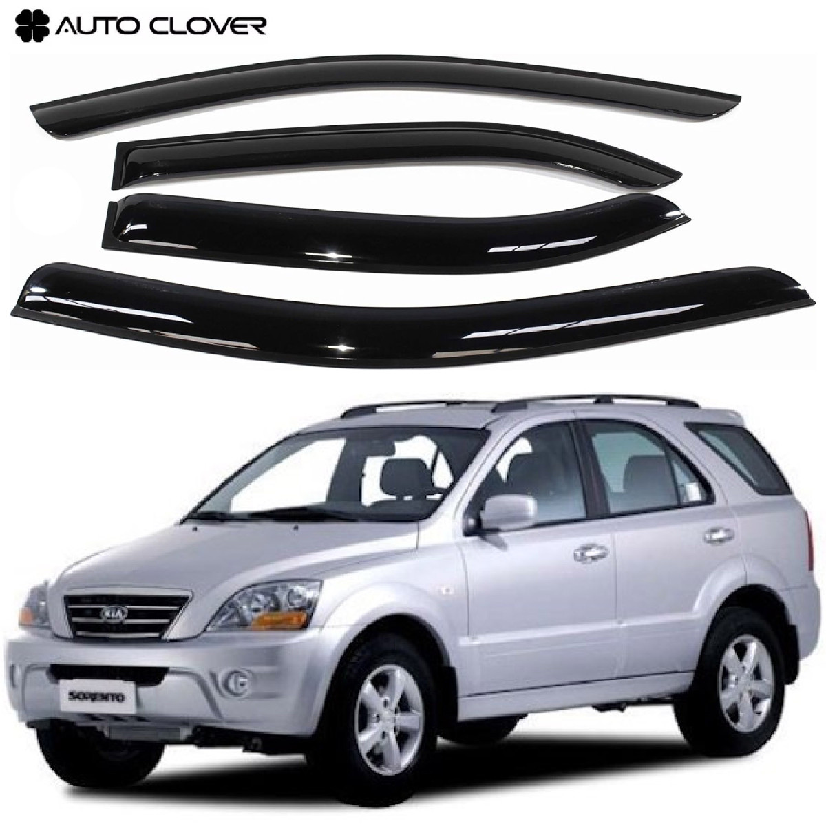 Дефлектори вікон вітровики для KIA Sorento 2003-2008 4 шт (Auto Clover), фото 1