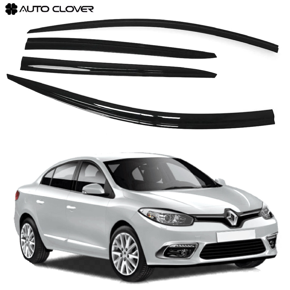 Дефлектори вікон вітровики для Renault Fluence 2009- 4 шт (Auto Clover), фото 1