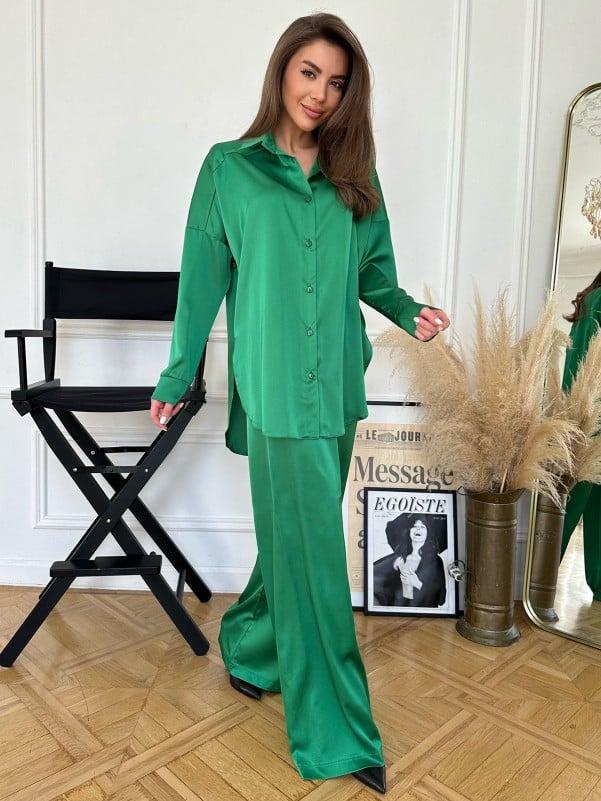 Жіночий шовковий костюм у піжамному стилі, фото 1