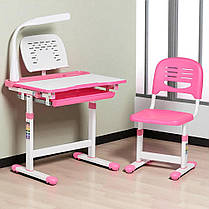 Дитяча парта з настільною лампою і пеналом + стільчик FunDesk Cantare Pink рожевий для дівчинки школярки першокласника, фото 2