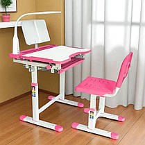 Зростаюча Дитяча парта з настільною лампою та пеналом + стільчик Cubby Vanda Pink рожевий для дівчинки школяра першокласника, фото 2