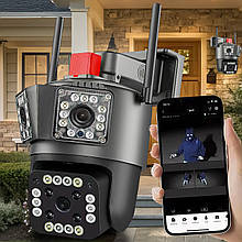 Вулична Wi-Fi IP камера зовнішнього відеоспостереження з трьома об'єктивами (1 камера - муляж) і додатком для телефону Wonsdar