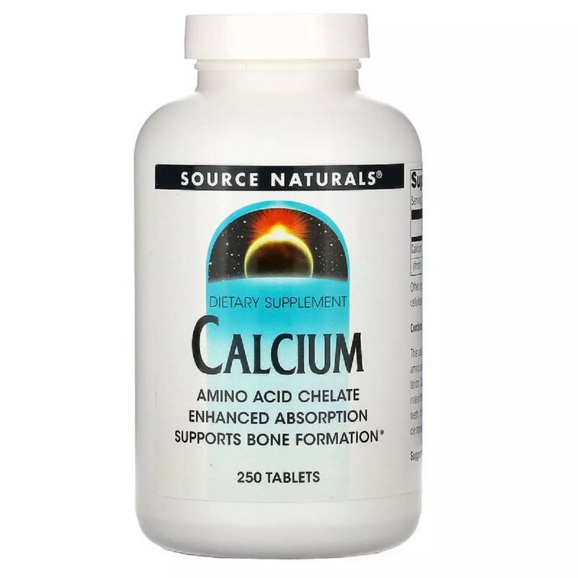 Кальцій в Амінокислотному Хелаті, Source Naturals, 250 таблеток
