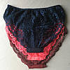 Трусики бразиліани (комплект 3 шт) з бавовни і мережива Miss blue moon синій/рожевий/бордо розмір S, фото 2