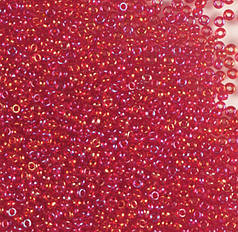 Бісер чеський Preciosa 91090, прозорий райдужний, червоний (10 г)