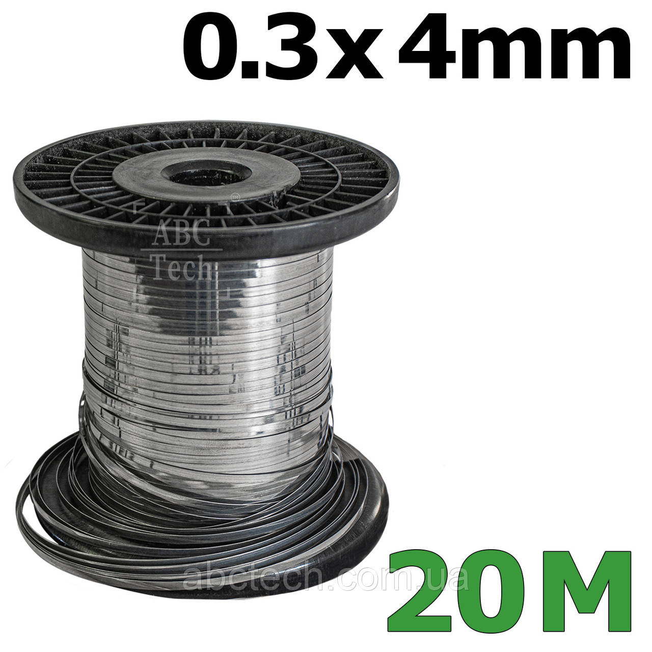 Ніхромова нагрівальна шина 0.3х4 мм Моток 20 метрів Плоский нікельхром Стрічка нікельхром x20h80, фото 1