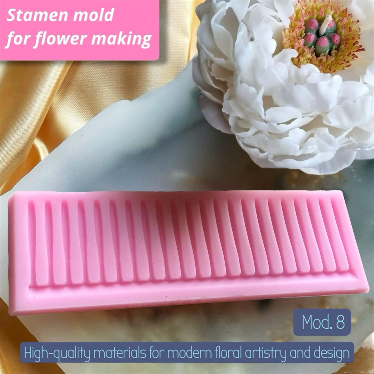 Молд для тичинок, м.8, авторська модель, для воскової та керамічної флористики. Платиновий силікон