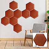 Декоративний шестикутник самоклеючий під шкіру 200x230мм Коричневий (1103) SW-00000743, фото 5