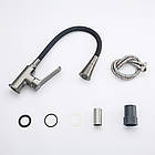 Кран для кухні F4462-9 Gungrey з гнучким виливом на 2 режими матовий графіт кріплення гайка, фото 2