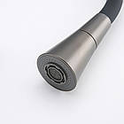 Кран для кухні F4462-9 Gungrey з гнучким виливом на 2 режими матовий графіт кріплення гайка, фото 4