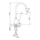 Кран для кухні F4462-9 Gungrey з гнучким виливом на 2 режими матовий графіт кріплення гайка, фото 5