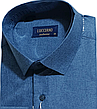 Класична однотонна чоловіча сорочка Lucciano vd-0003 синя з довгим рукавом, ошатна, стильна, фото 7
