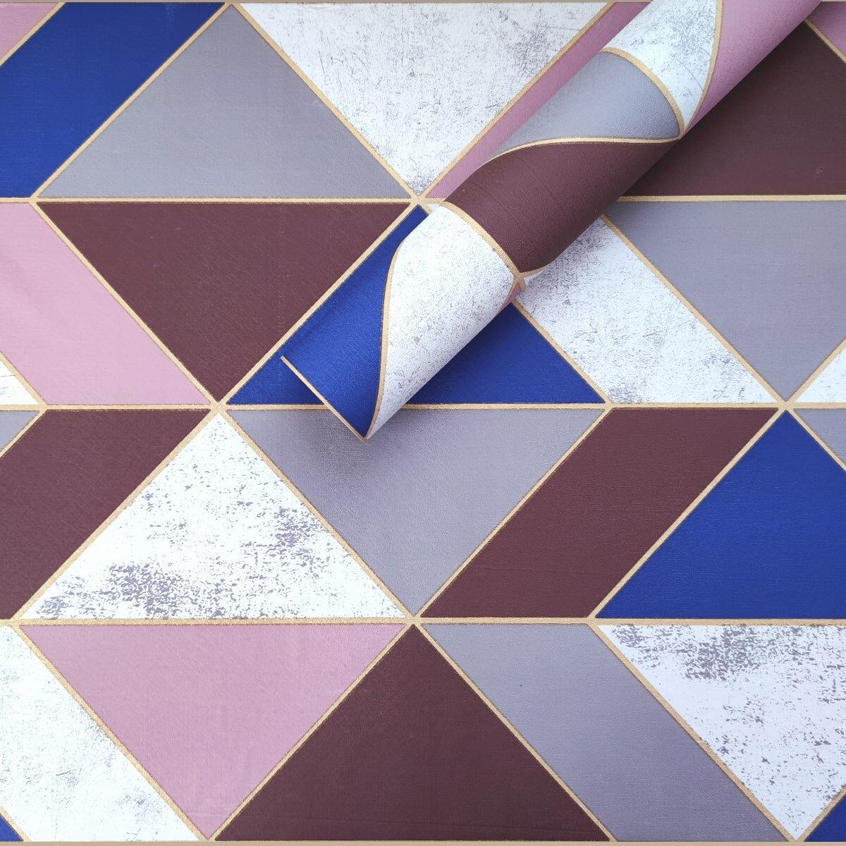 Самоклеюча плівка 0,45х10м х 0,07мм Рожеві трикутники SW-00001225, фото 1