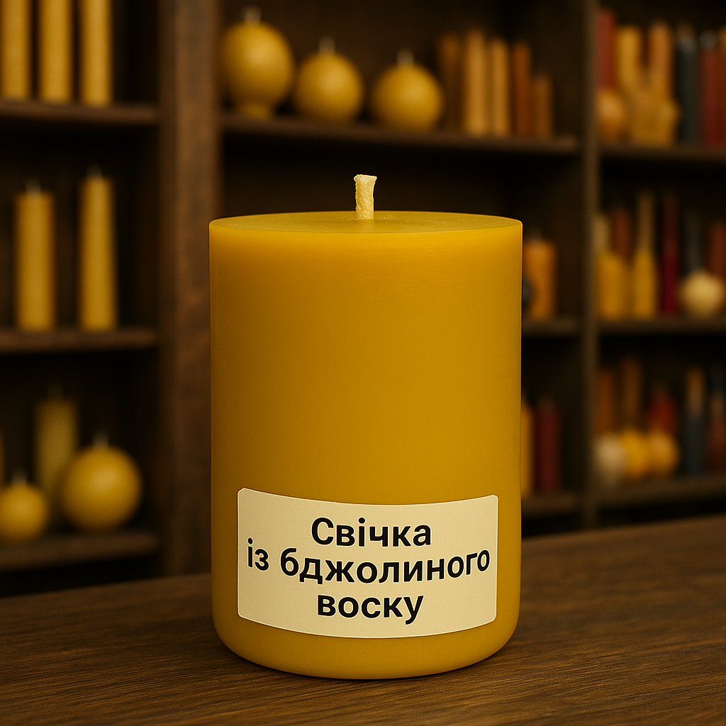 Свічка-циліндр з бджолиного воску 70*75 мм
