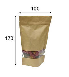 Дой пак 100*170 (дно 28+28) крафт металізований з вікном