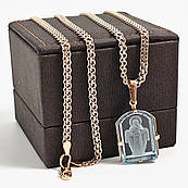 Набір золотий ланцюжок і підвіска з богородицею з топазу