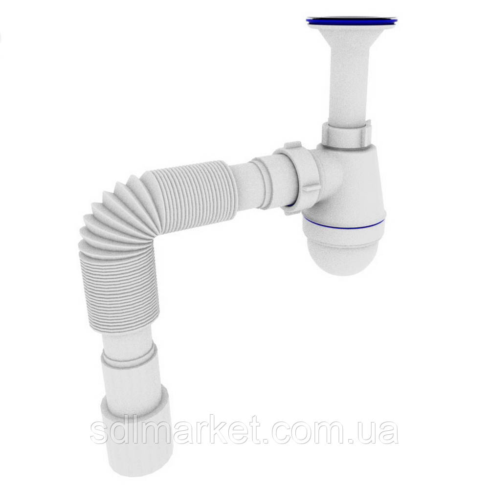 Сифон OPTIMUM 11/4| *40 з литим випуском, з гофртрубою 40*40/50 OPTI-12043