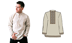 Сорочка чоловіча, льон, довгий рукав, ТПК-202