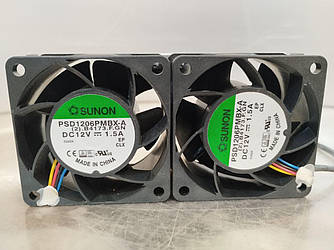 Б/В Кулер серверний (пара) / 12V 1.5A / 60x60x38 / SUNON (PSD1206PMBX-A) / 4pin