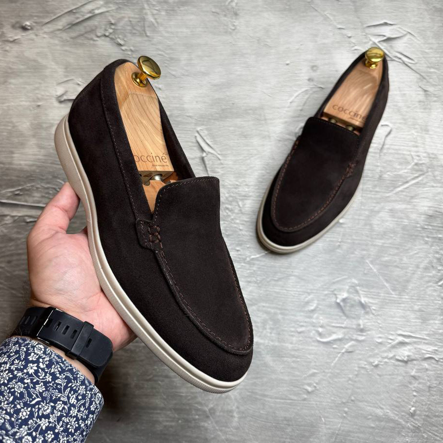 Лофери, туфлі чоловічі коричневі замшеві (натуральна замша) для чоловіків на весну осінь, розміри 40-45, фото 1