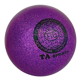 М'яч для художньої гімнастики FIG 15 см силіконовий фіолетовий з блискітками ( вага 280 грамів)