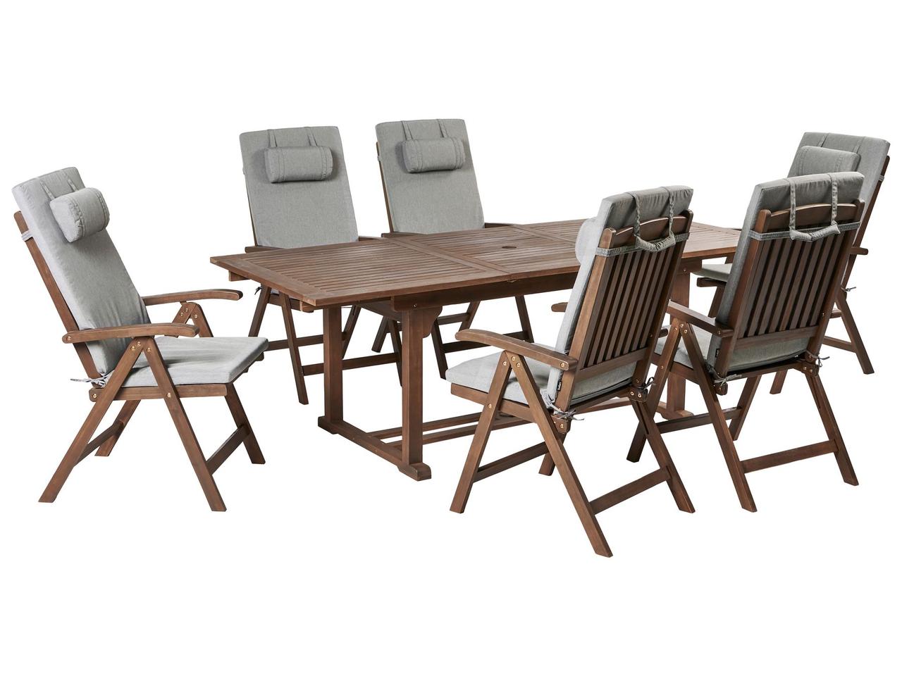 Садовий набір для 6 осіб AMANTEA PREMIUM, акація, світло-сірий