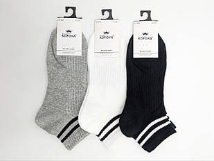 Чоловічі короткі шкарпетки класичні на щодень Корона з бавовни, рубчик з високою резинкою, 40-45, 10 пар/уп, мікс