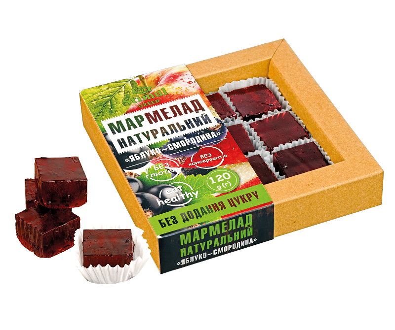 Натуральний мармелад без цукру Яблуко-Смородина Stimul, 120 гр, фото 1