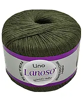 Lanoso LINO (Ланосо Ліно) №912 смарагдовий (Пряжа льон з віскозою, нитки для в'язання)