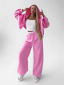 Жіночий спортивний рожевий костюм з капюшоном