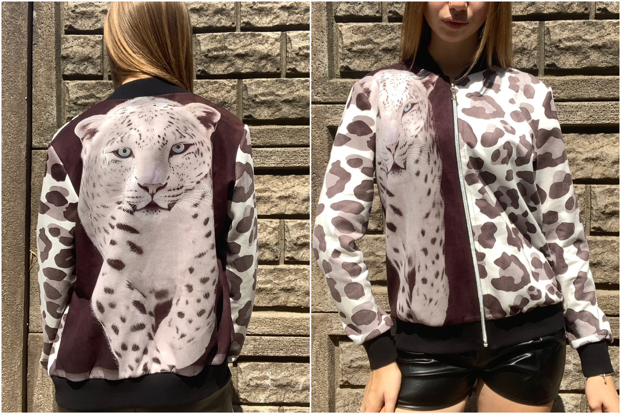 Замшевий бомбер з леопардовим принтом,РОЗМІР ТІЛЬКИ 44, фото 1
