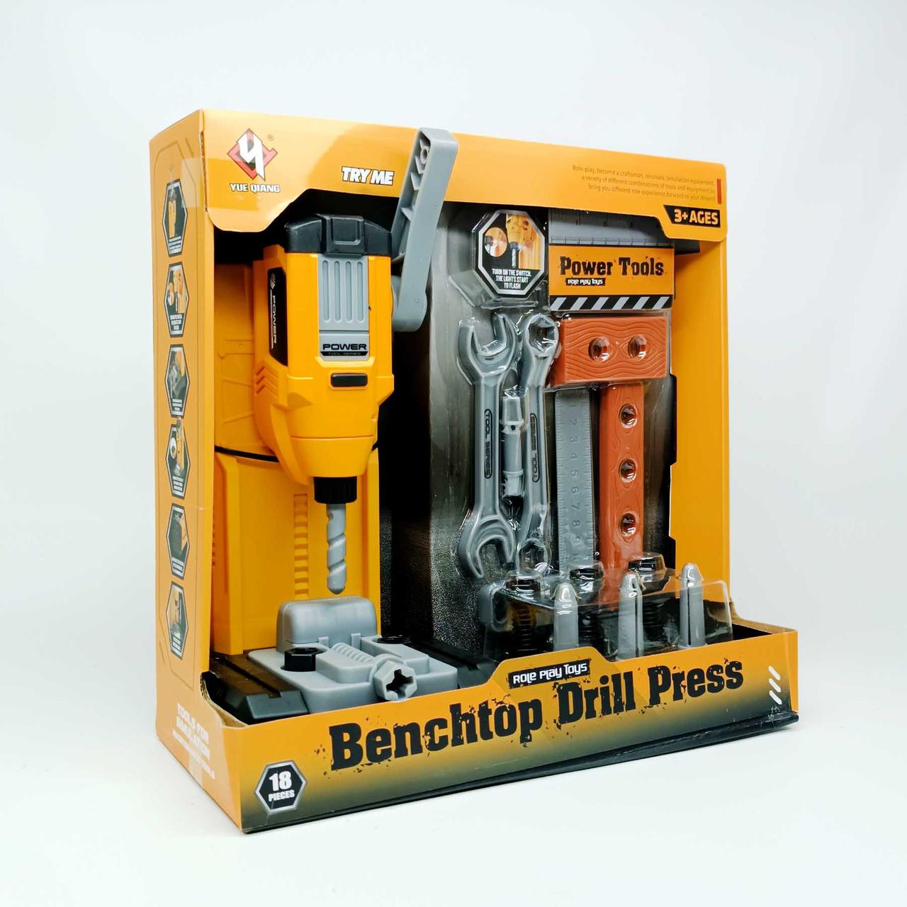 Іграшковий свердлильний верстат з інструментами T038 — дитячий набір з підсвічуванням, звуком і аксесуарами, фото 1