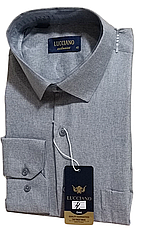 Класична однотонна чоловіча сорочка Lucciano vd-0004 сіра з довгим рукавом, ошатна, стильна, фото 4