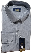 Класична однотонна чоловіча сорочка Lucciano vd-0004 сіра з довгим рукавом, ошатна, стильна, фото 2