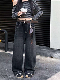 Джинси багі з високою посадкою для хлопчика в сірому кольорі