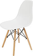 Стул с пластиковым сиденьем и ножками из натурального дерева DSF-310 White