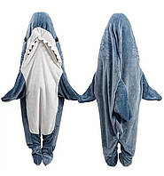 Кигуруми Пижама одеяло Акула 155 см синяя