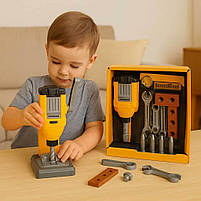 Іграшковий свердлильний верстат з інструментами T038 — дитячий набір з підсвічуванням, звуком і аксесуарами, фото 3
