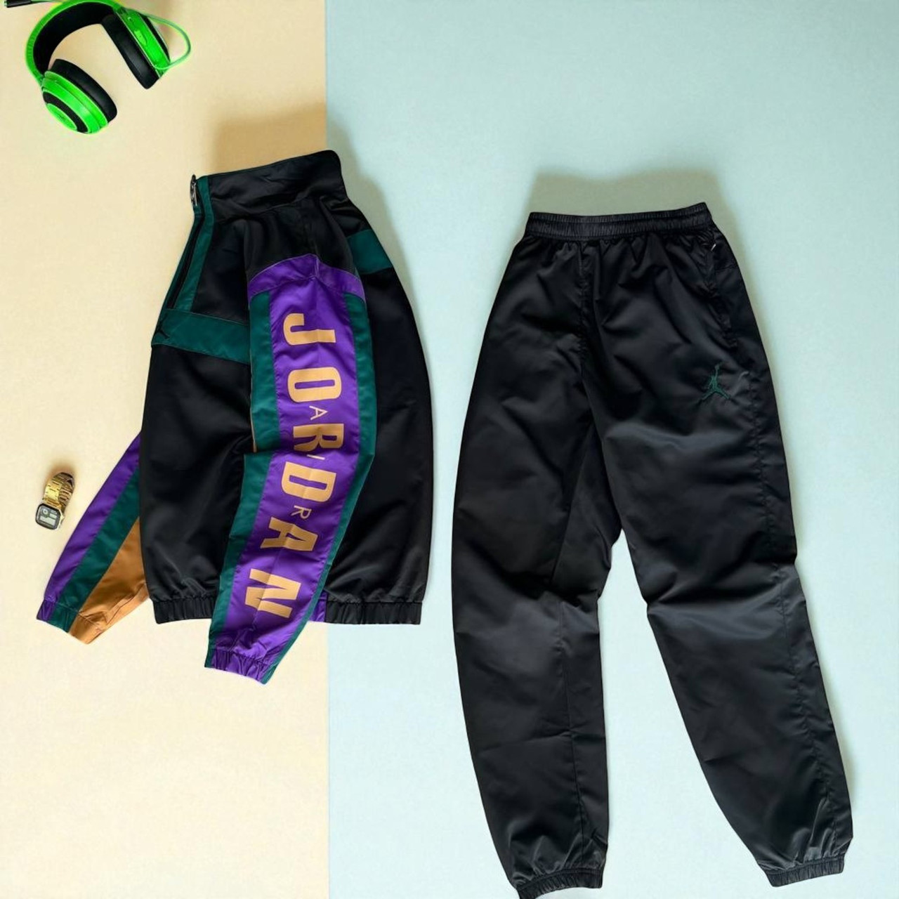 Легкий чоловічий спортивний костюм Jordan чорний Джордан кофта-анорак на блискавці без капюшона для бігу та відпочинку, фото 1