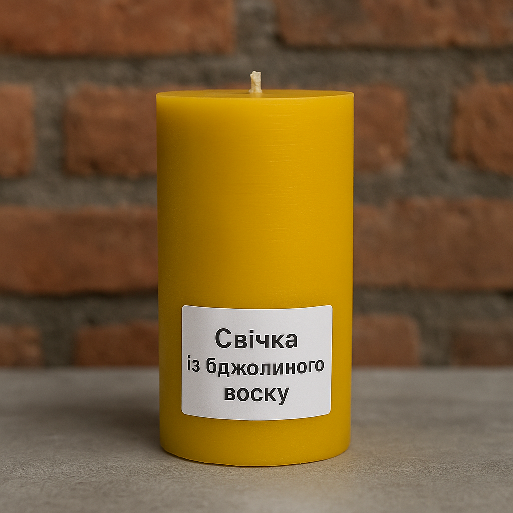 Свічка-циліндр з бджолиного воску 55*100 мм, фото 1