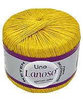 Lanoso LINO (Ланосо Ліно) №913 жовтий (Пряжа льон з віскозою, нитки для в'язання)