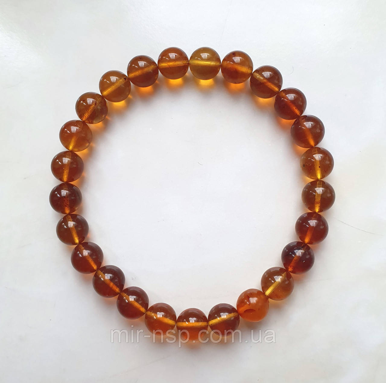 Браслет 100% натуральний цілісний бурштин вага 7,2г розмір 20, фото 1