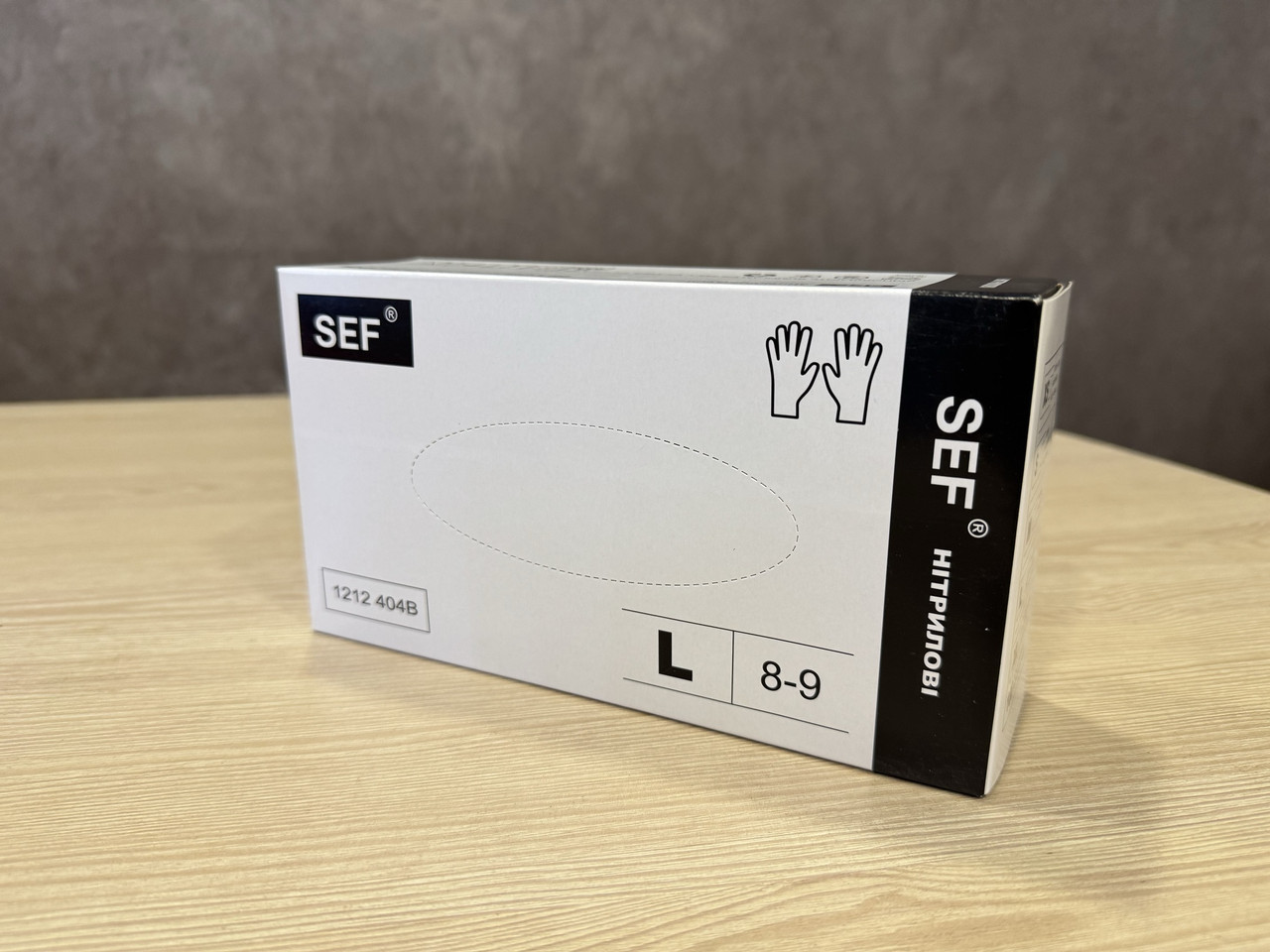 Рукавички нітрилові неопудрені нестерильні чорні SEF розмір L 100 шт/уп, фото 1