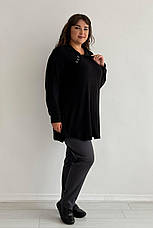 Туніка батал чорна великих розмірів м'який трикотаж зручна на кожен день, фото 3