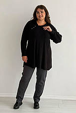 Туніка батал чорна великих розмірів м'який трикотаж зручна на кожен день, фото 4