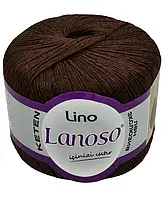 Lanoso LINO (Ланосо Ліно) №924 темно-коричневий (Пряжа льон з віскозою, нитки для в'язання)